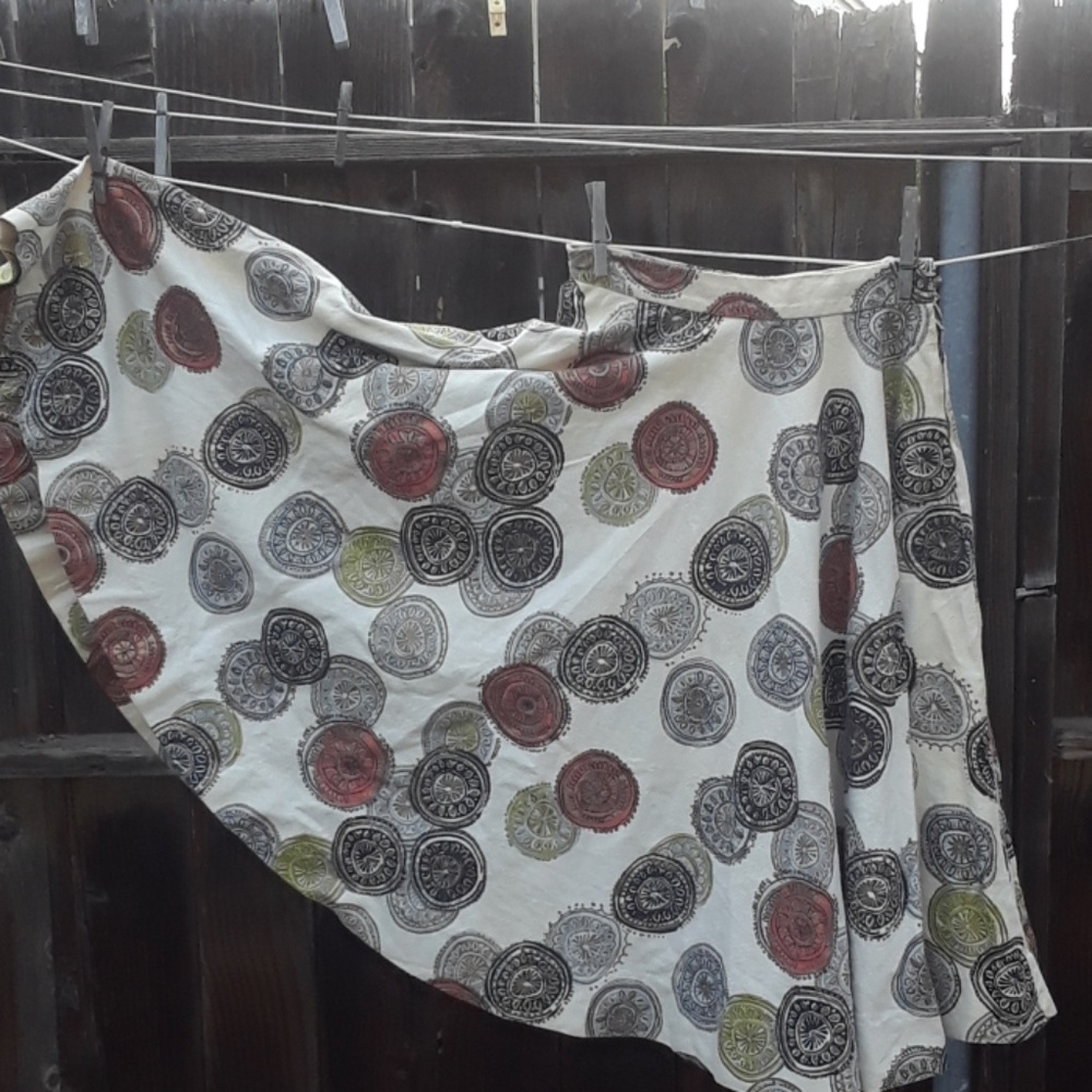 Vintage Lily Montez barkcloth Spanish circle skirt